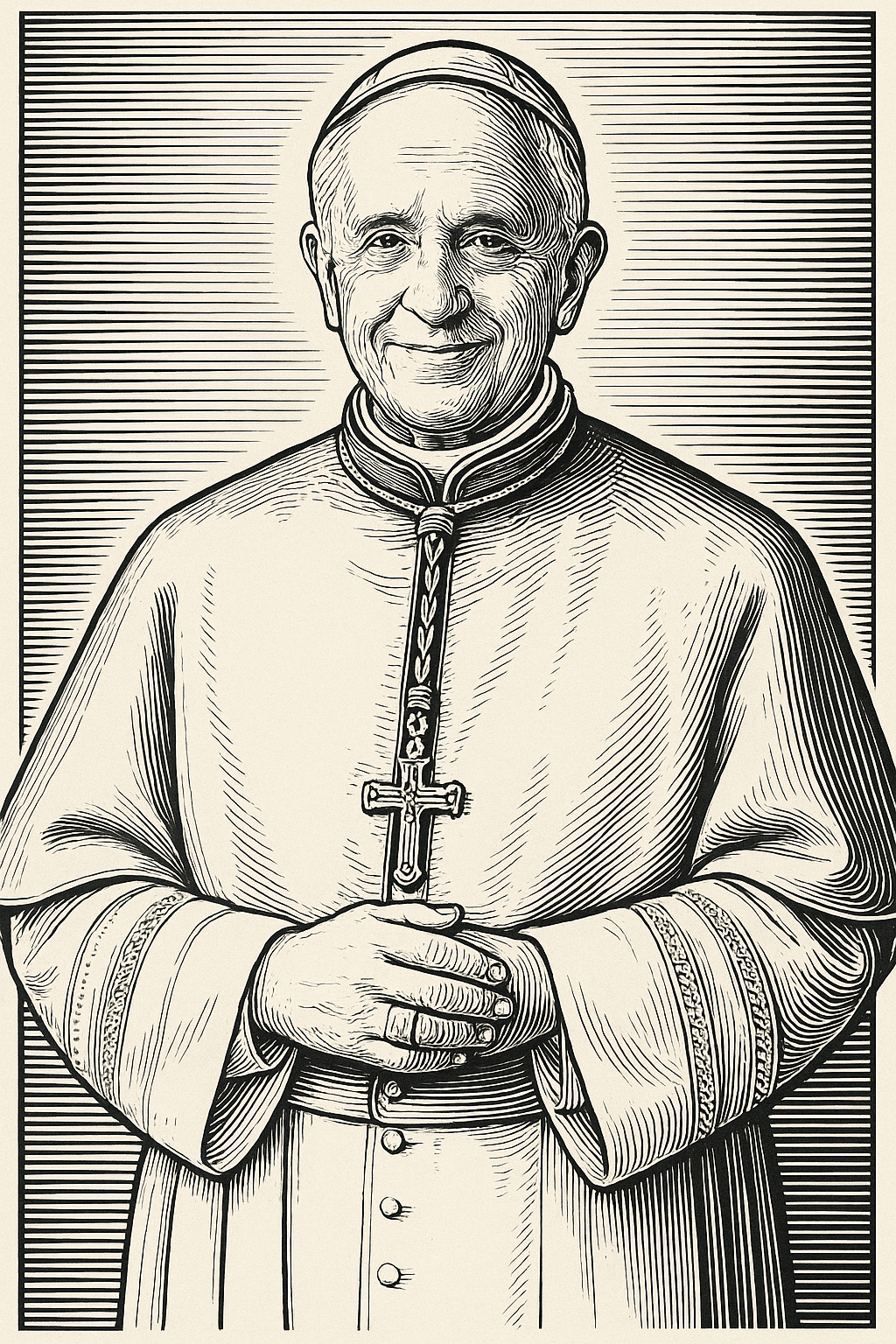 Woodcut of Pope Leo XIV